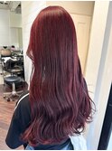 【白石】ブリーチなし/艶々チェリーレッド/暖色カラー