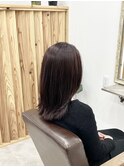 チョコレートブラウン×ミディアムレイヤーカット×小顔カット