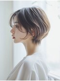 くびれショートボブ40代50代グレイカラー白髪染め白髪ぼかし