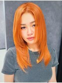 ビビットオレンジ×レイヤーカット