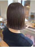 切りっぱなしボブ 外ハネボブ ブラウン 髪質改善トリートメント