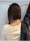 大人ボブ　切りっぱなしボブ　黒髪スタイル　縮毛矯正　髪質改善