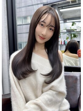 ユアーズヘア 神楽坂はなれ店(youres hair) 顔周りレイヤー サイドバング レイヤーカット センターパート
