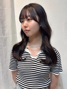 顔周りカット 小顔カット 黒髪 韓国風くびれヘア 髪質改善 20代