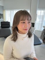 【穂乃華】大人かわいいミディアム/透明感ハイトーンベージュ