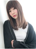 重めバング×深みベージュ☆ツヤっぽ質感Jラインストレート♪