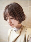 ボブ/ミニボブ/銀座/ワンカールパーマ/前上がり/ベージュ