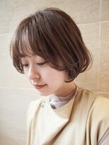 ボブ/ミニボブ/銀座/ワンカールパーマ/前上がり/ベージュ