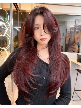 ラ キング(LA KING) レッドブラウン　×　レイヤーカット