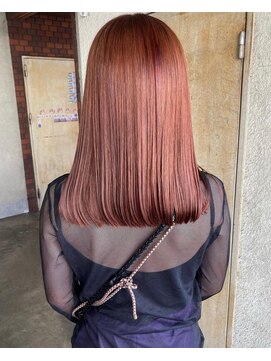 ガーデンヨコハマ(GARDEN YOKOHAMA) オレンジ ミディアムストレート 切りっぱなし デザインカラー