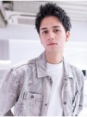 メンズ束感ベリーショートアッシュブラックスパイキーショート