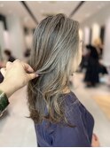 白髪×ハイライトで作る透明感　白髪ぼかし　白髪活かし