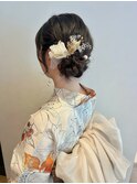 サイドお団子×ダブルリボン帯