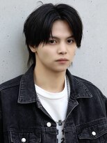 エイド 本店(aid)&nbsp;黒髪ナチュラルセンターパートウルフ毛流れカルマショート渋谷