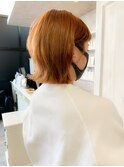 福山市イルミナカラー人気caary外ハネ オレンジカラー