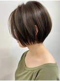 大人カワイイ小顔になるワンレンネビージュ黒髪ボブルフ髪質改善