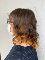 ヘアショップエヌアンドエー 久喜 栗橋店(hairshop N&A)&nbsp;ナチュラルベージュに映えるこっくりオレンジの隠し味/Wカラー