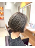 【大人のグレージュ】白髪ぼかしで上品な透明感カラー