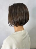 前下がりショートボブ+白髪ぼかしハイライトラベージュ K