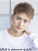 小久保☆マニッシュ短髪パーマサファイアブルーカーキベージュ