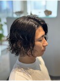 メンズロングヘアー×スパイラルパーマ