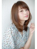 【内巻き小顔】ミディアム×シルキーベージュ
