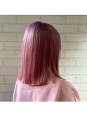 大人可愛い丸みボブピンクラベンダーベージュベビーピンク