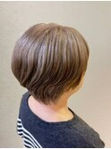 脱白髪染め/マロンベージュ/ショートカット