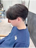 韓国刈り上げセンターパート 毛流れフェザーパーマ　MEN’S HAIR