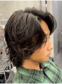 渋谷スパイラルパーマメンズボブウルフカットニュアンスパーマ