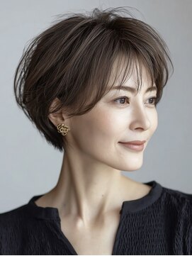 大人ショート　白髪ぼかし　脱白髪染め　白髪染め　40代50代60代