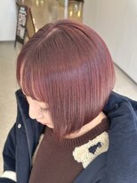 ヘアーメイクブランニュー セントラル 西大寺店(hair make Brand new central)&nbsp;ブリーチなし暖色チェリーピンクボブ