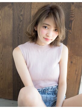 エル(LE) 【LE】ヴェイルべージュウエットミディアムボブ顔周りカット