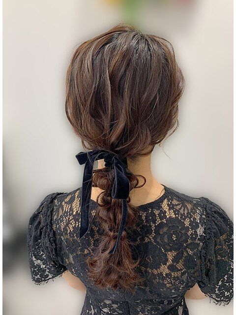 シンプル編みおろしのヘアセット