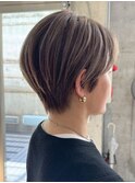 横浜西口コンパクトショートブラウンショートカット丸みショート