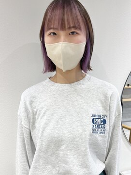 ラミエバイメルト 下北沢(lamie by melt) 村上/インナーカラーパープルブリーチラベンダー外ハネボブ20代