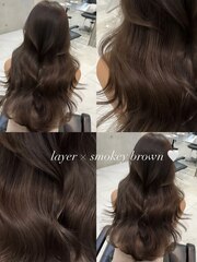 艶髪レイヤーカット韓国ヘアーグレージュ髪質改善トリートメント
