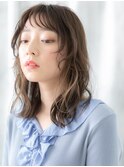 濡れ髪グレーベージュ小顔バレイヤージュn古河10代20代30代