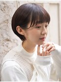 大人可愛い20代30代40代黒髪前下がりひし形小顔ボブ丸みショート