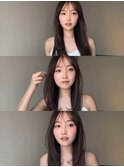 韓国ヘアグレージュカラーブリーチ無し髪質改善イヤリングカラー