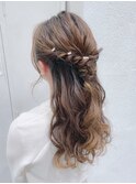 編み込みハーフアップ