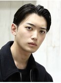 クラシックオールバック刈り上げバーバーセンターパートアッシュ