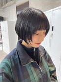 レイヤーボブ/顔まわりレイヤー/ブルーブラック