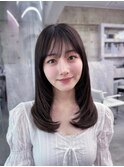 美髪韓国レイヤーイメチェン似合わせチェリーブラウンミニウルフ