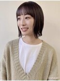 ぱつっとボブぷつっとボブ外ハネボブグレーベージュカラーボブ