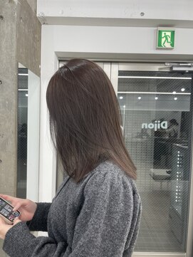 韓国顔まわりレイヤーカットグレージュオリーブベージュブラウン