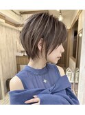 ショートレイヤー/デザインカラー/白髪ボカシカラー/ハイライト