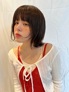 トリッカ シブヤ(TRICCA SHIBUYA) 切りっぱなしボブ/シースルーバング/ブラウンベージュ/韓国ボブ