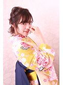 着崩れにくい着付けとボブアレンジ☆