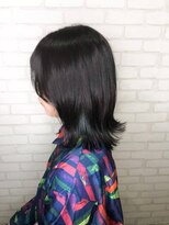 ヘアメイク シュシュ(Hair make chou chou) ブルーブラック×インナーカラー外ハネボブ